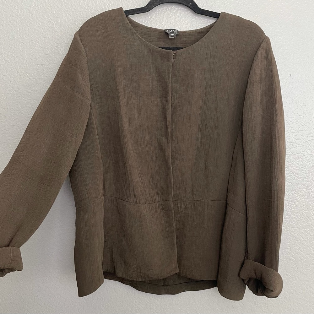 🌷Eileen Fisher Green Silk Tunic Jacket